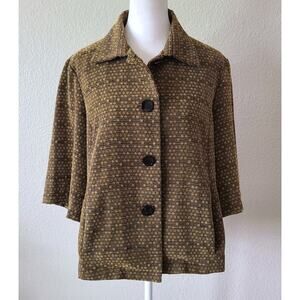 Vtg Coldwater Creek Women‎ Corduroy Car Coat Jacket PM Petite Medium Gold Black